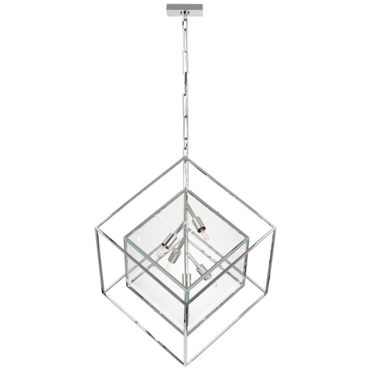 Cubed X-Large Pendant, 5-Light, LED, Polished Nickel, 28.5"W (KW 5025PN-CG D01UQ)