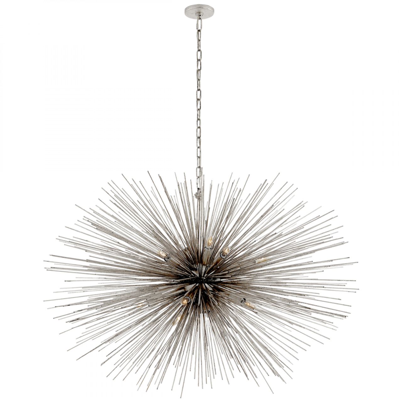 Strada Chandelier, 20-Light, Burnished Silver Leaf, 50"W (KW 5075BSL 2UZWR)