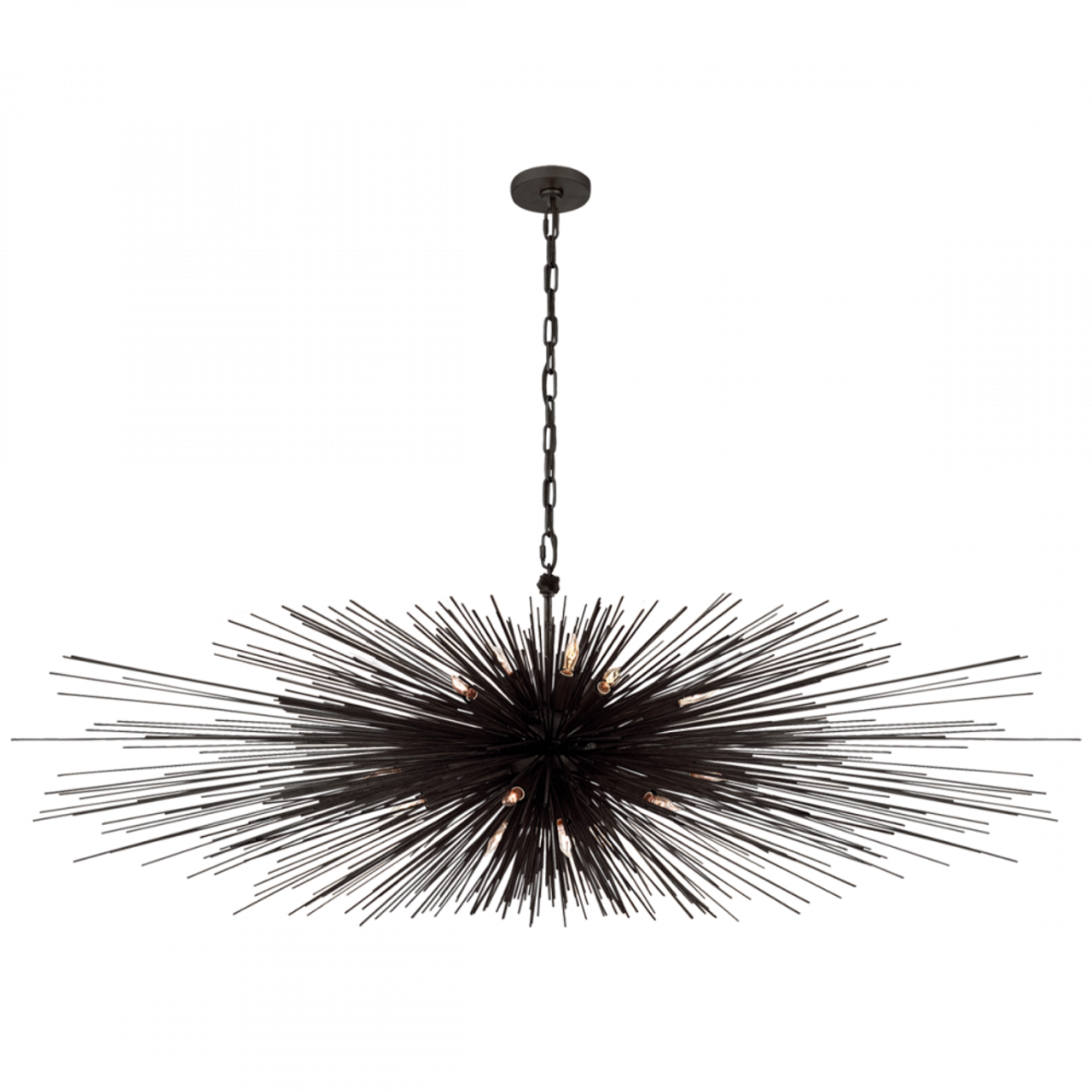 Strada Linear Chandelier, 16-Light, Aged Iron, 60"W (KW 5182AI CLX39)