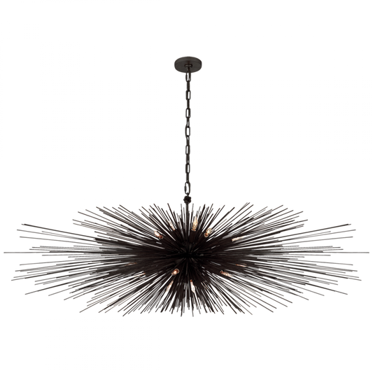 Strada Linear Chandelier, 16-Light, Aged Iron, 60"W (KW 5182AI CLX39)