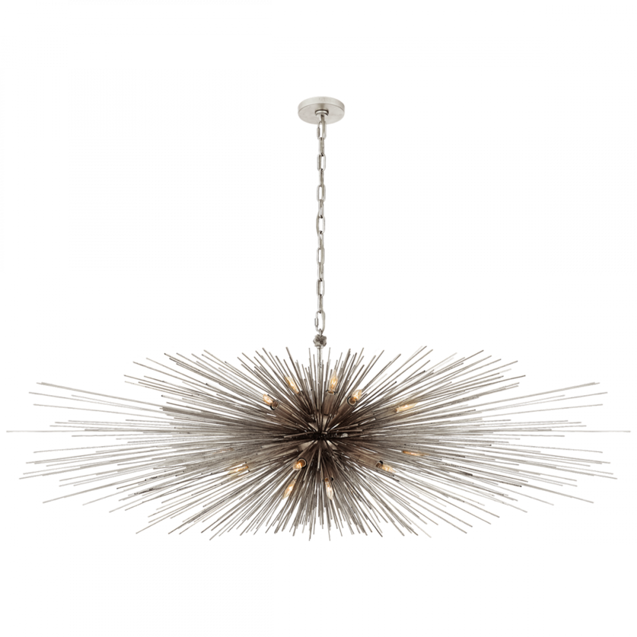 Strada Linear Chandelier, 16-Light, Burnished Silver Leaf, 60"W (KW 5182BSL CLX3A)