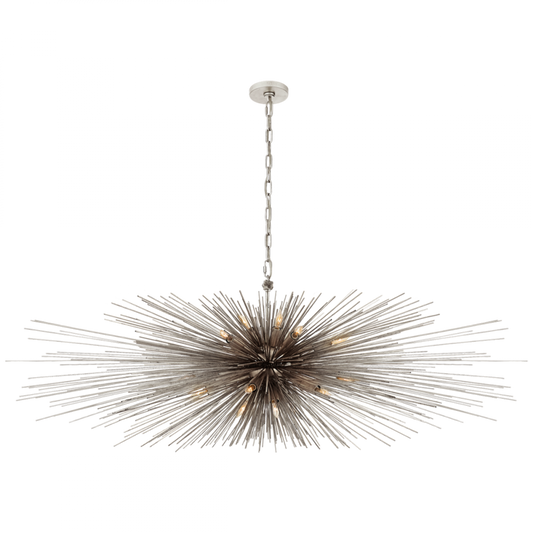 Strada Linear Chandelier, 16-Light, Burnished Silver Leaf, 60"W (KW 5182BSL CLX3A)