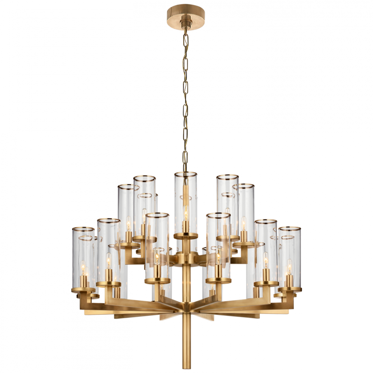 Liaison Double Tier Chandelier, 20-Light, Antique-Burnished Brass, 34"W (KW 5201AB-CG CX23J)