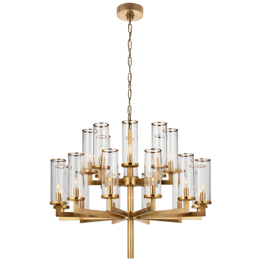 Liaison Double Tier Chandelier, 20-Light, Antique-Burnished Brass, 34"W (KW 5201AB-CG CX23J)