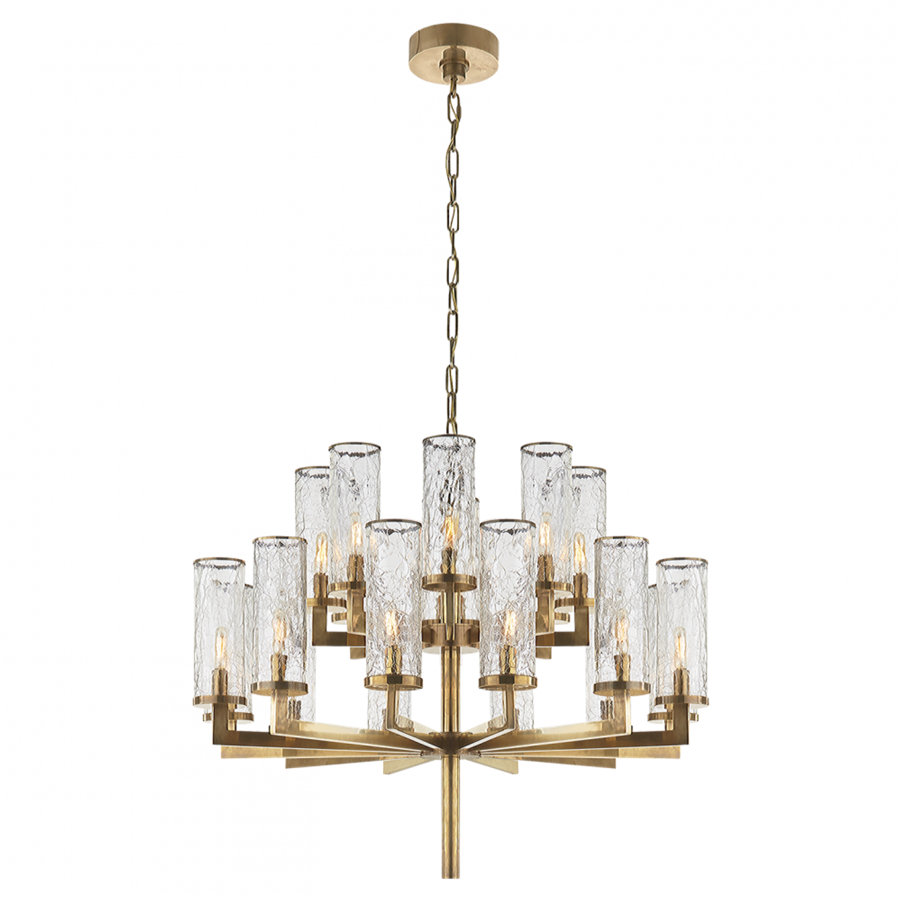 Liaison Chandelier, 20-Light, Antique Burnished Brass, Crackle Glass, 34"W (KW 5201AB-CRG 2R5ZM)