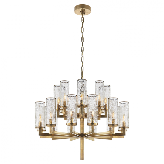 Liaison Chandelier, 20-Light, Antique Burnished Brass, Crackle Glass, 34"W (KW 5201AB-CRG 2R5ZM)