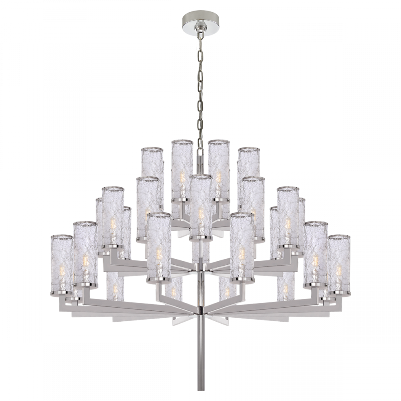 Liaison Chandelier, 32-Light, Polished Nickel, Crackle Glass, 47.5"W (KW 5202PN-CRG 2R5ZT)