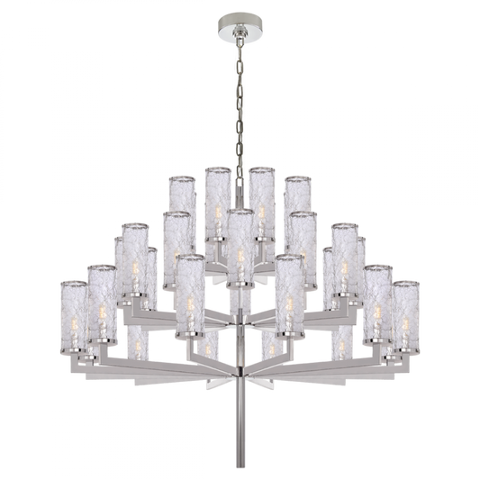 Liaison Chandelier, 32-Light, Polished Nickel, Crackle Glass, 47.5"W (KW 5202PN-CRG 2R5ZT)