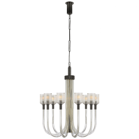 Reverie Chandelier, 10-Light, Clear Ribbed Glass, Bronze, 30"W (KW 5401CRB/BZ CHQKF)