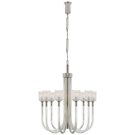 Reverie Chandelier, 10-Light, Clear Ribbed Glass, Polished Nickel, 30"W (KW 5401CRB/PN 2V8MQ)