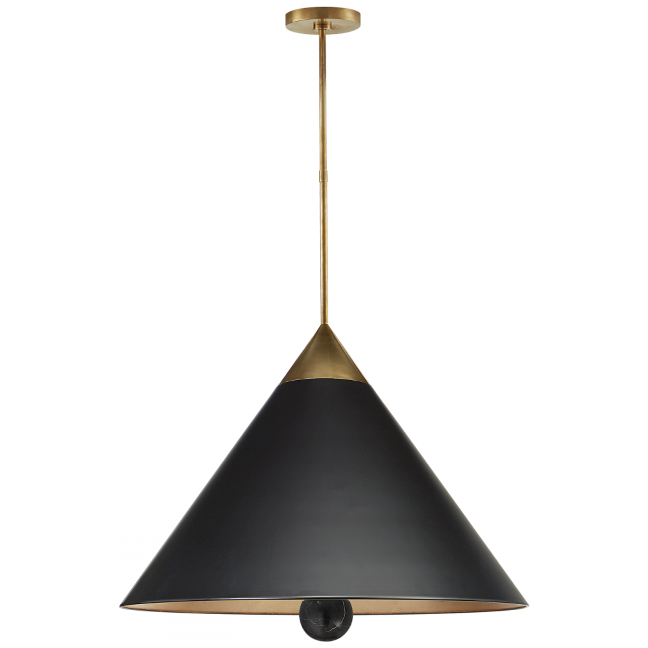 Cleo Pendant, 3-Light, Antique Burnished Brass, Black Shade, 30"W (KW 5515AB/BM-BLK CHVH7)