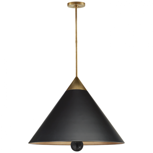 Cleo Pendant, 3-Light, Antique Burnished Brass, Black Shade, 30"W (KW 5515AB/BM-BLK CHVH7)