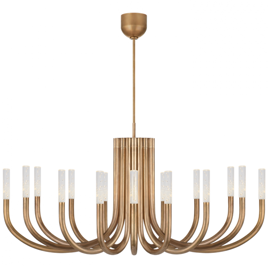 Rousseau Large Oval Chandelier, 1-Light, LED, Antique-Burnished Brass, 50"W (KW 5585AB-SG CLX3W)