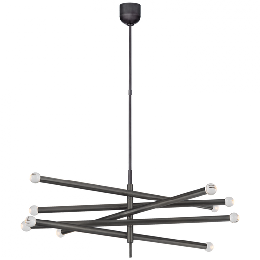 Rousseau LED Grande Articulating Chandelier - Bronze and Clear Glass