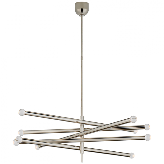 Rousseau Integrated LED Grande Articulating Chandelier - Polished Nickel and Clear Glass