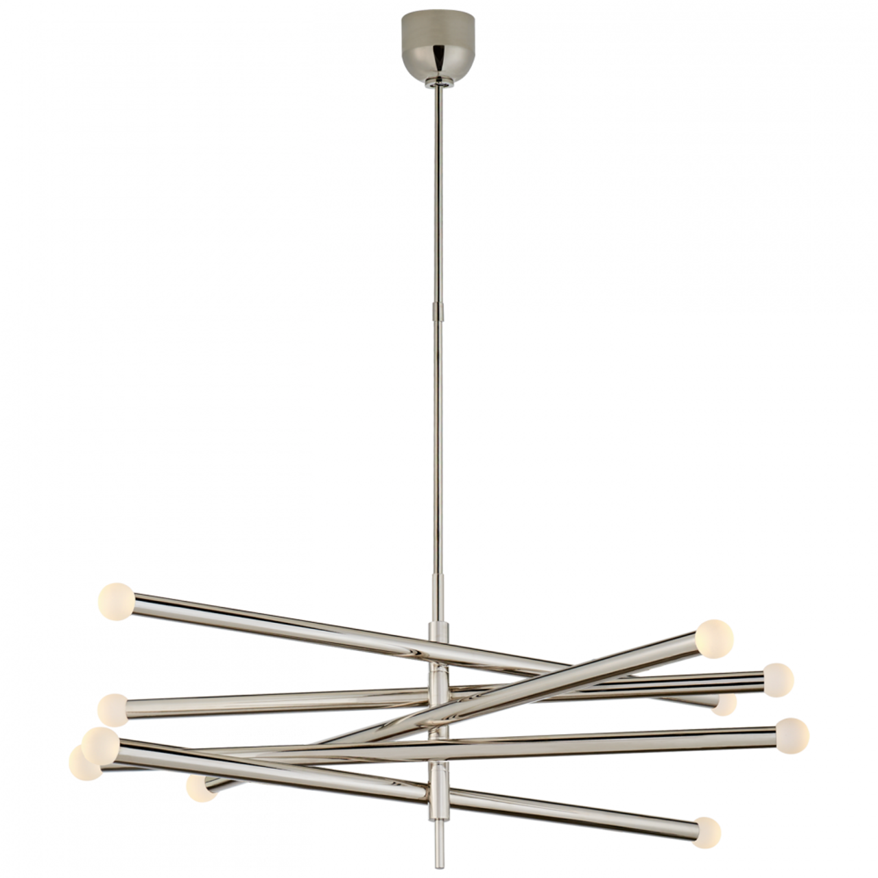 Rousseau LED Grande Articulating Chandelier - Polished Nickel and Etched Crystal Orb