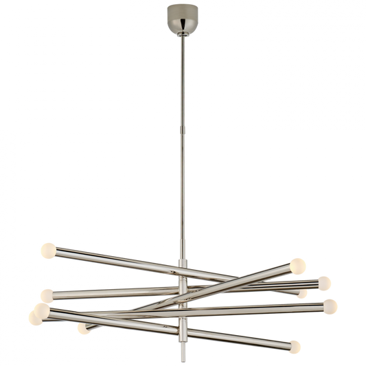 Rousseau LED Grande Articulating Chandelier - Polished Nickel and Etched Crystal Orb