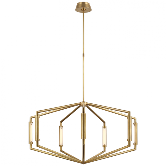 Appareil Low Profile Chandelier - Antique-Burnished Brass 58"