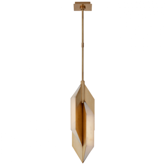 Ophelion Small Pendant, 1-Light, LED, Antique-Burnished Brass, Alabaster Shade, Over All Height 58" (KW 5721AB-ALB CTVLK)