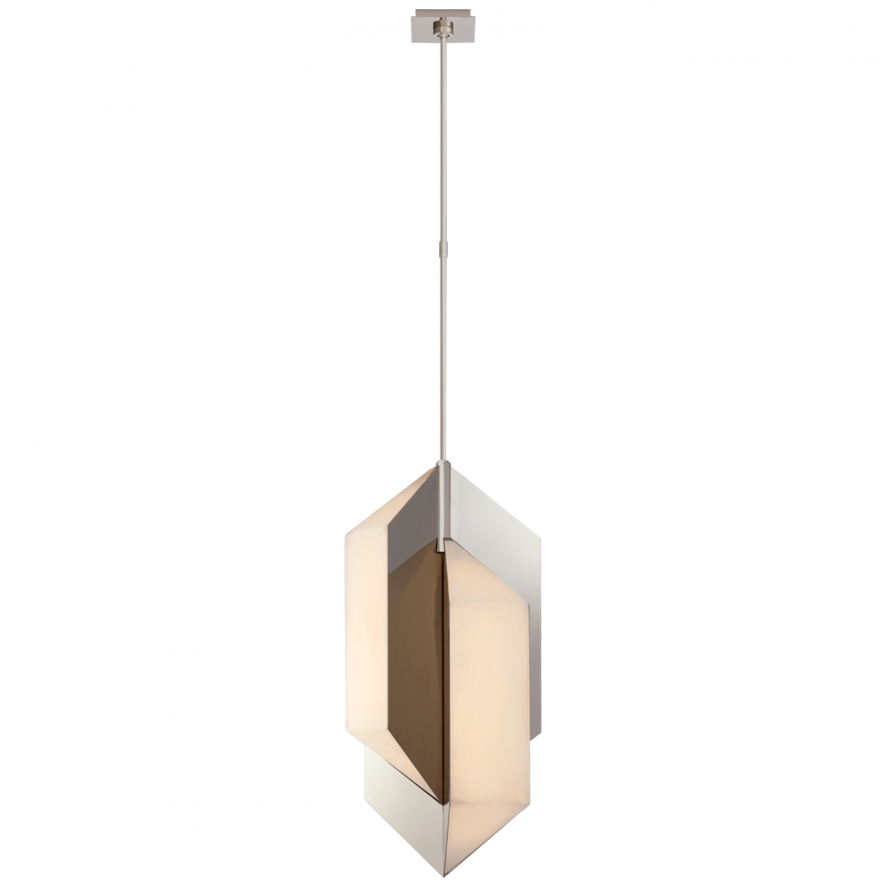 Ophelion Medium Pendant, 1-Light, LED, Polished Nickel, Alabaster Shade, Over All Height 66.5" (KW 5722PN-ALB CTVLP)