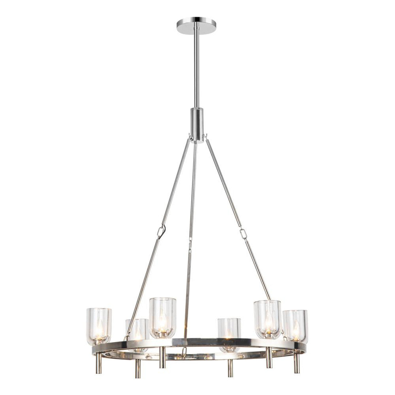 Lucian Candelabra Chandelier, 6-Light, Polished Nickel, Clear Crystal, 38.38"H (CH338632PNCC 7072WMA)