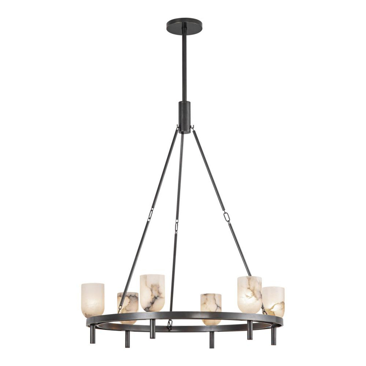 Lucian Candelabra Chandelier, 6-Light, Urban Bronze, Alabaster, 38.38"H (CH338632UBAR 7072XJQ)