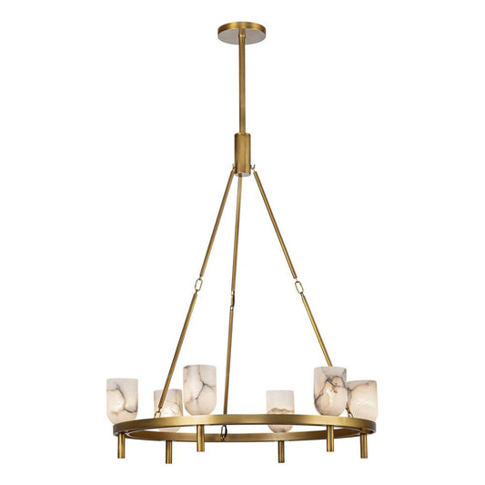 Lucian Candelabra Chandelier, 6-Light, Vintage Brass, Alabaster, 38.38"H (CH338632VBAR 7072XLU)