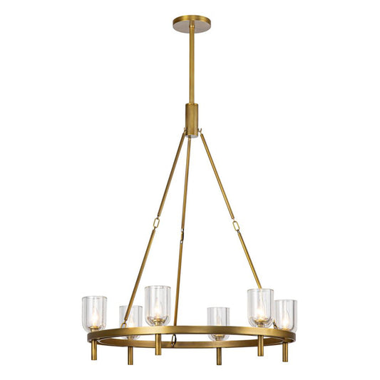 Lucian Candelabra Chandelier, 6-Light, Vintage Brass, Clear Crystal, 38.38"H (CH338632VBCC 7072XM0)