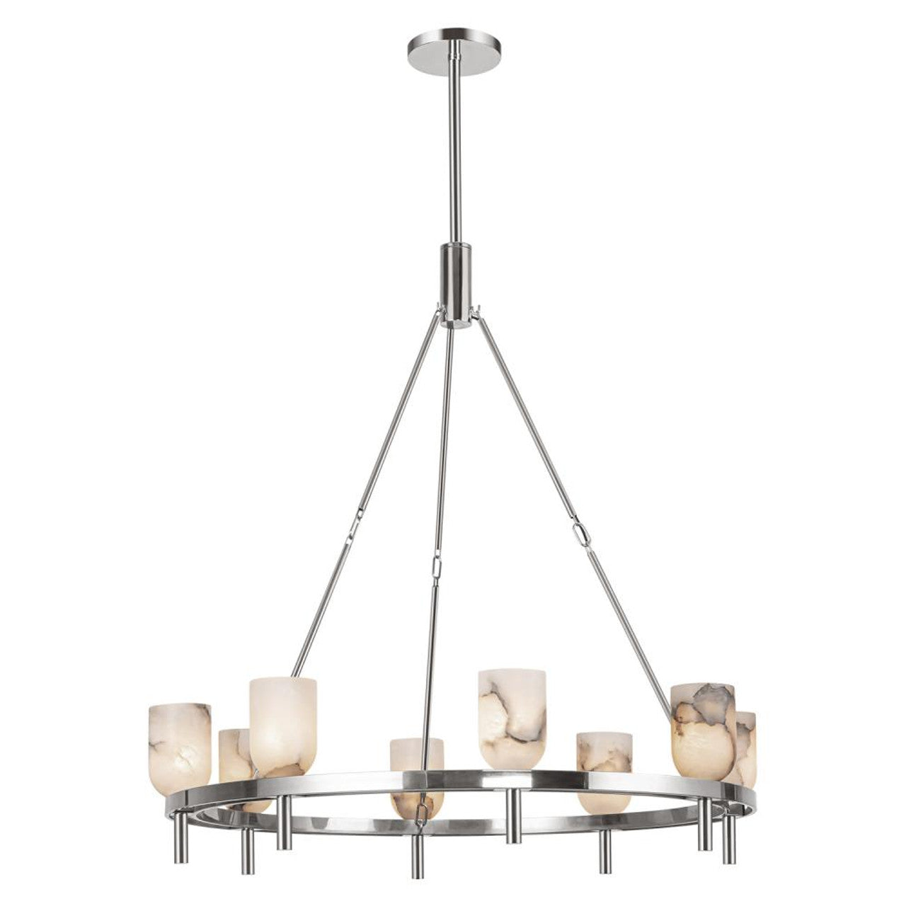 Lucian Candelabra Chandelier, 8-Light, Polished Nickel, Alabaster, 37.38"H (CH338836PNAR 7072WM5)