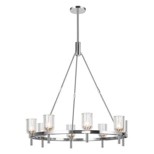 Lucian Candelabra Chandelier, 8-Light, Polished Nickel, Clear Crystal, 37.38"H (CH338836PNCC 7072WMC)