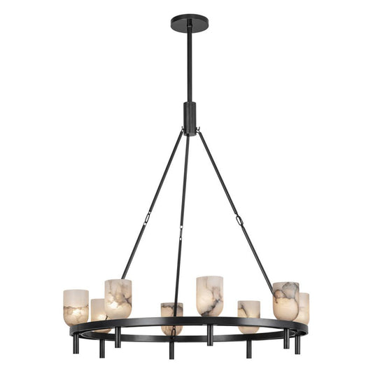 Lucian Candelabra Chandelier, 8-Light, Urban Bronze, Alabaster, 37.38"H (CH338836UBAR 7072XJR)