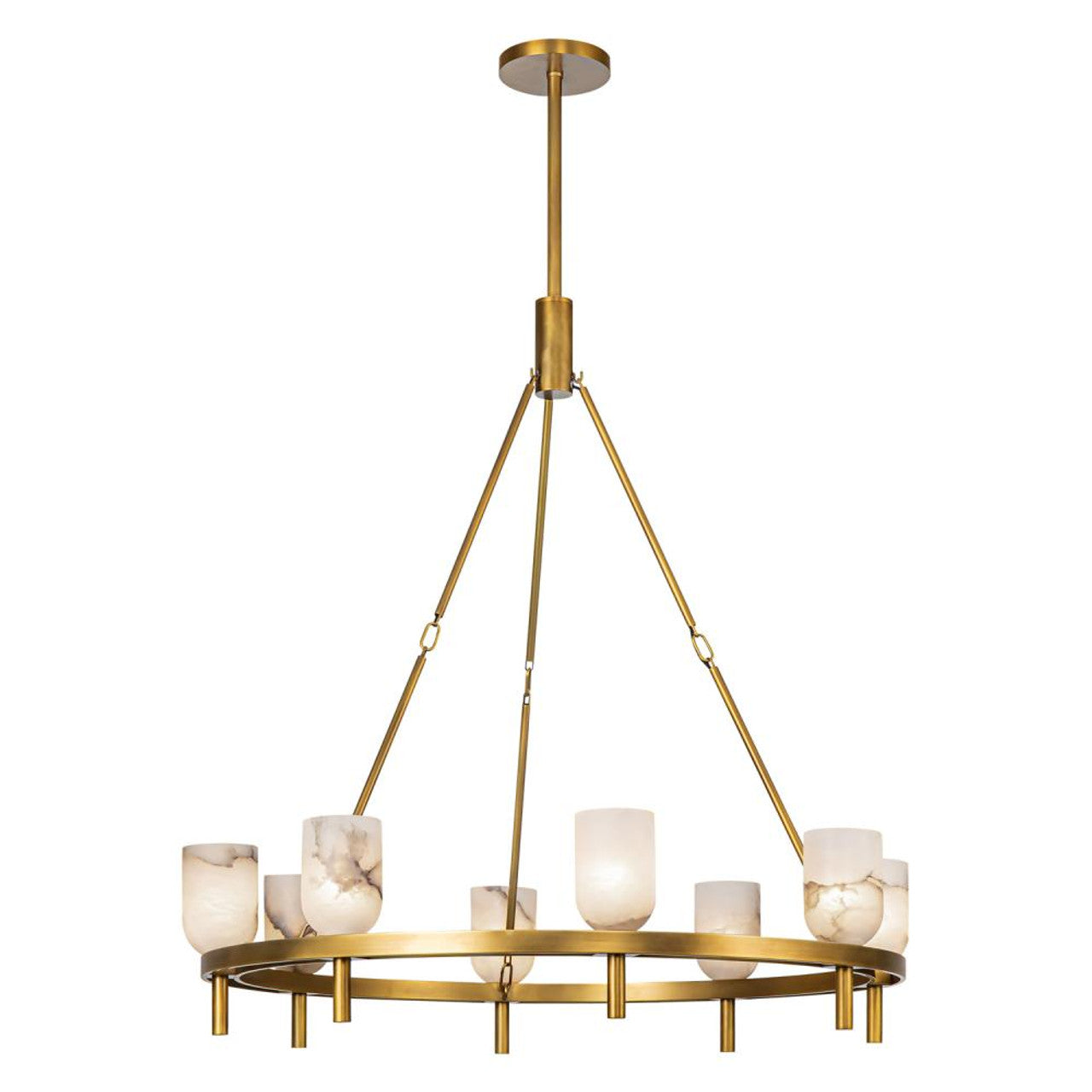 Lucian Candelabra Chandelier, 8-Light, Vintage Brass, Alabaster, 37.38"H (CH338836VBAR 7072XLV)