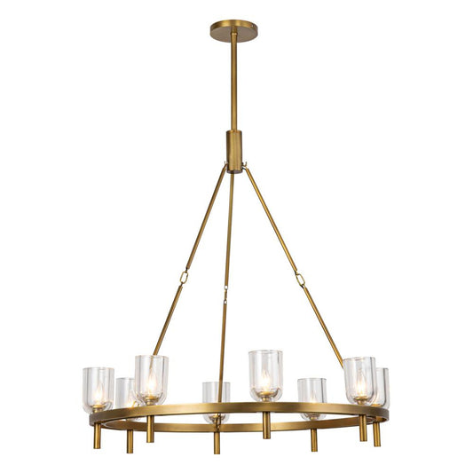 Lucian Candelabra Chandelier, 8-Light, Vintage Brass, Clear Crystal, 37.38"H (CH338836VBCC 7072XM1)