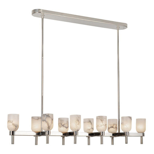 Lucian Pendant, 10-Light, Polished Nickel, Alabaster, 51.5"L (LP338052PNAR 7072WM6)