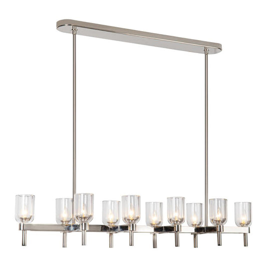 Lucian Pendant, 10-Light, Polished Nickel, Clear Crystal, 51.5"L (LP338052PNCC 7072WMD)