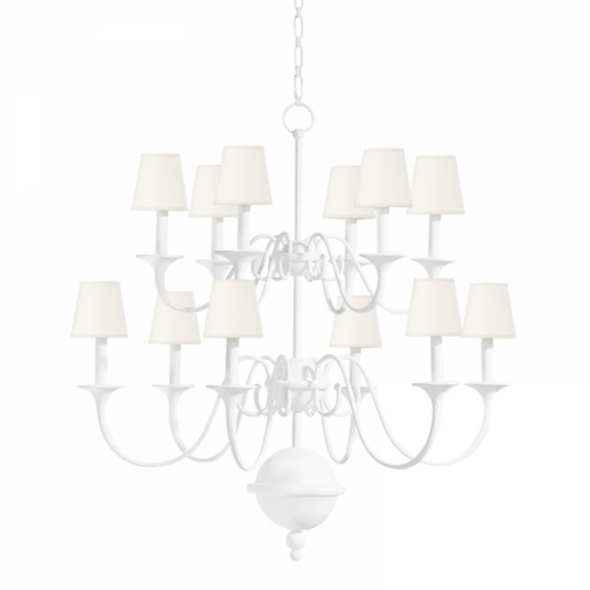 Windsor Chandelier, 12-Light, White Plaster, 38"W (Mds433-Wp A8N3Z)