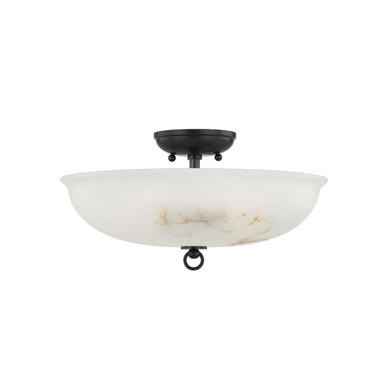 Somerset Semi Flush Mount, 3-Light, Distressed Bronze, Alabaster Shade, 16"W (MDS810-DB ACKVV)