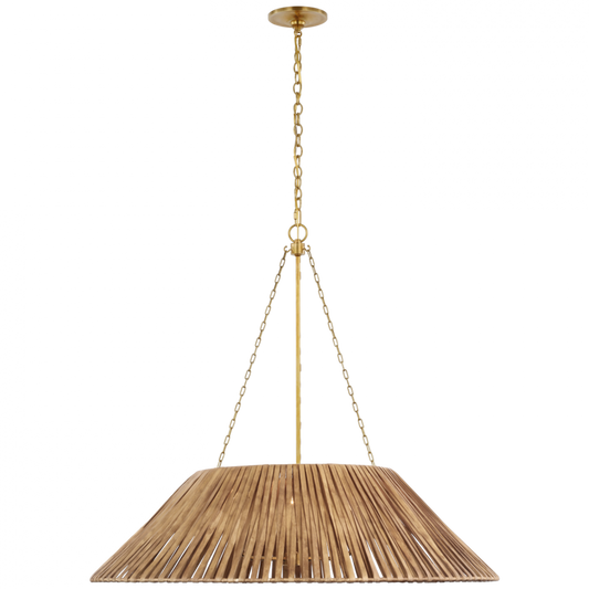 Corinne Extra Large Wrapped Hanging Shade - Soft Brass and Natural Wicker