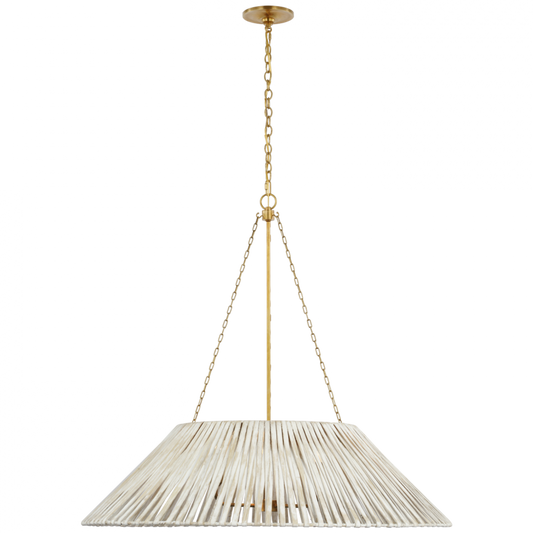 Corinne Extra Large Wrapped Hanging Shade - Soft Brass and White Wicker