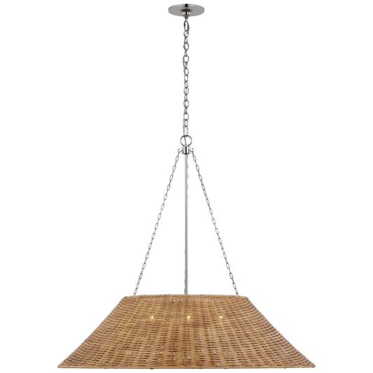 Corinne Extra Large Woven Hanging Shade - Polished Nickel and Natural Wicker