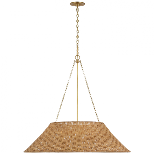 Corinne Extra Large Woven Hanging Shade - Soft Brass and Natural Wicker