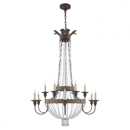 Lyon Chandelier, 12-Light, Antique Gild, Polychrome, 39.75"W (NW 5016AGP-CG 2R25F)