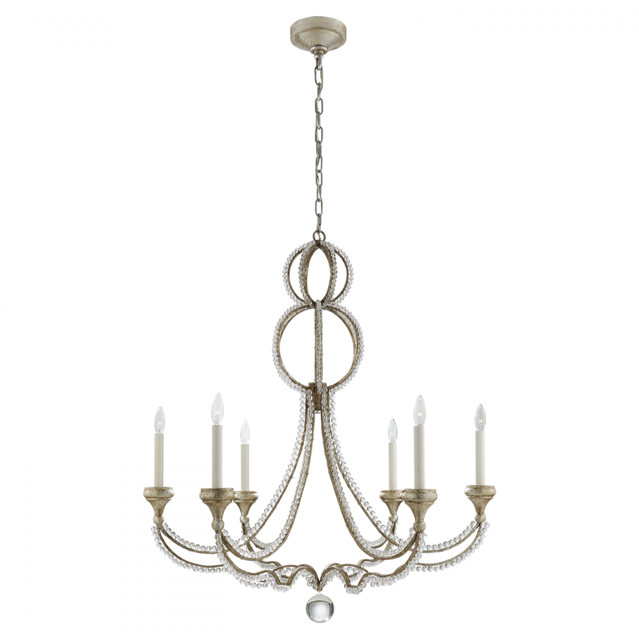 Milan Chandelier, 6-Light, Venetian Silver, 38"W (NW 5031VS 2R25M)