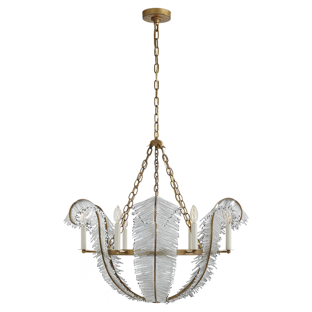 Calais Chandelier, 6-Light, Gilded Iron, 34"W (NW 5051GI 2R42K)