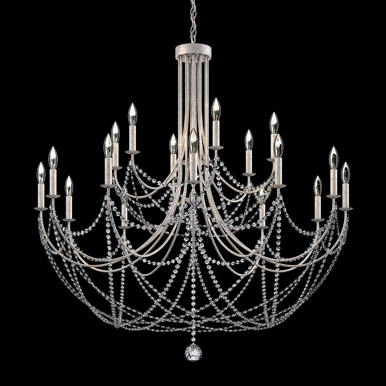 Verdana Chandelier, 18-Light, Antique Silver, Clear Optic Crystal (RJ1018N-48O 1JD432)