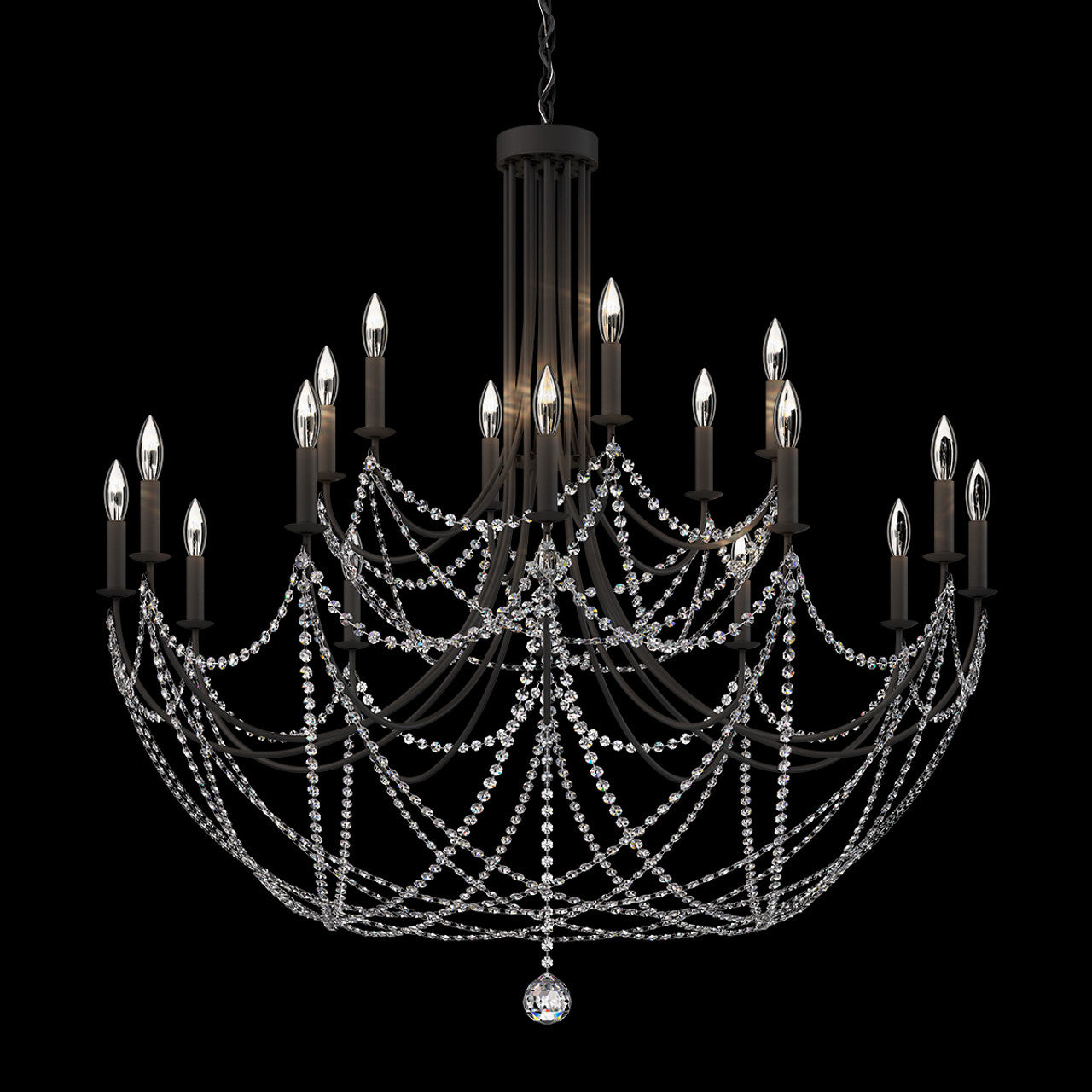 Verdana Chandelier, 18-Light, Black, Clear Optic Crystal (RJ1018N-51O 1JD433)