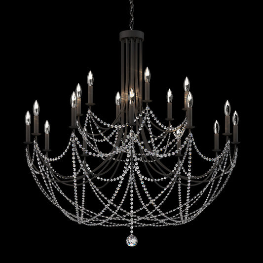 Verdana Chandelier, 18-Light, Black, Clear Optic Crystal (RJ1018N-51O 1JD433)