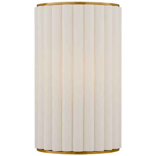 Palati Wall Sconce, 1-Light, Hand-Rubbed Antique Brass, Linen Shade, 14"H (S 2440HAB-L CPWU1)