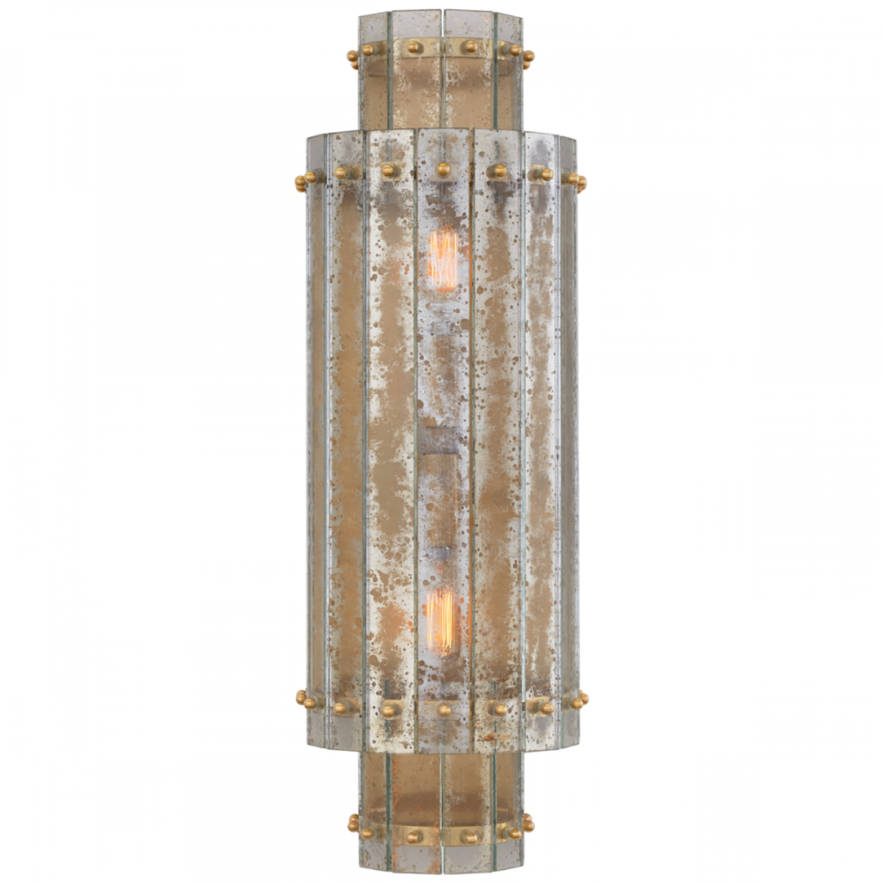 Cadence Wall Sconce, 2-Light, Hand-Rubbed Antique Brass, Antique Mirror, 21"H (S 2651HAB-AM CTZF4)