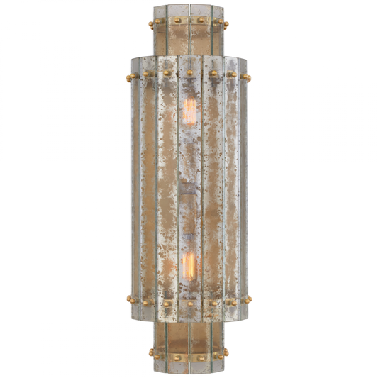 Cadence Wall Sconce, 2-Light, Hand-Rubbed Antique Brass, Antique Mirror, 21"H (S 2651HAB-AM CTZF4)